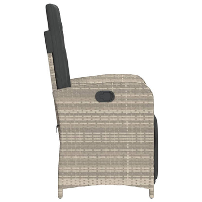 vidaXL Gartensessel mit Fußteil 2Stk. Verstellbar Hellgrau Poly Rattan