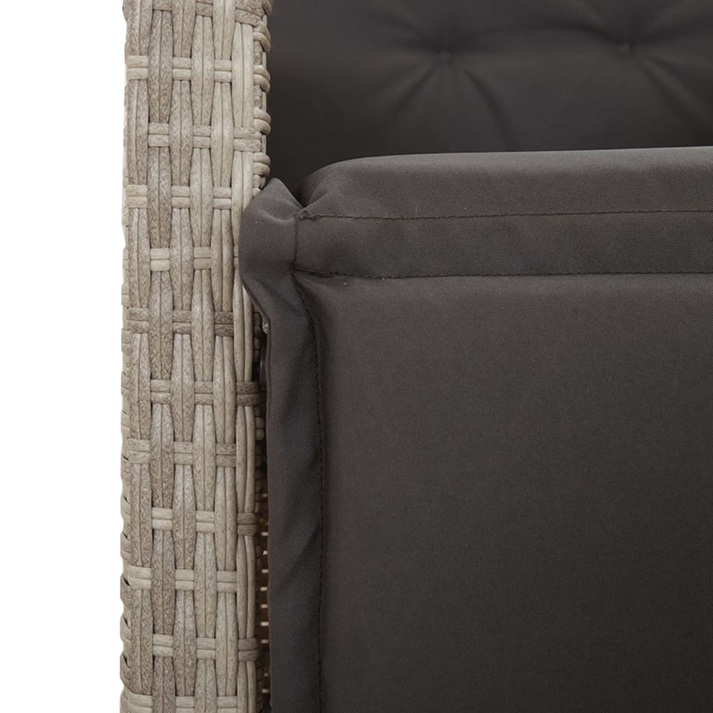 vidaXL Gartensessel mit Fußteil 2Stk. Verstellbar Hellgrau Poly Rattan