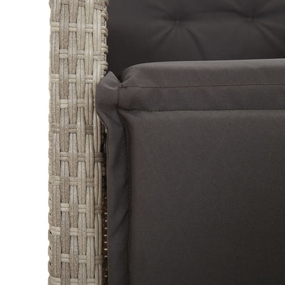 vidaXL Gartensessel mit Fußteil 2Stk. Verstellbar Hellgrau Poly Rattan
