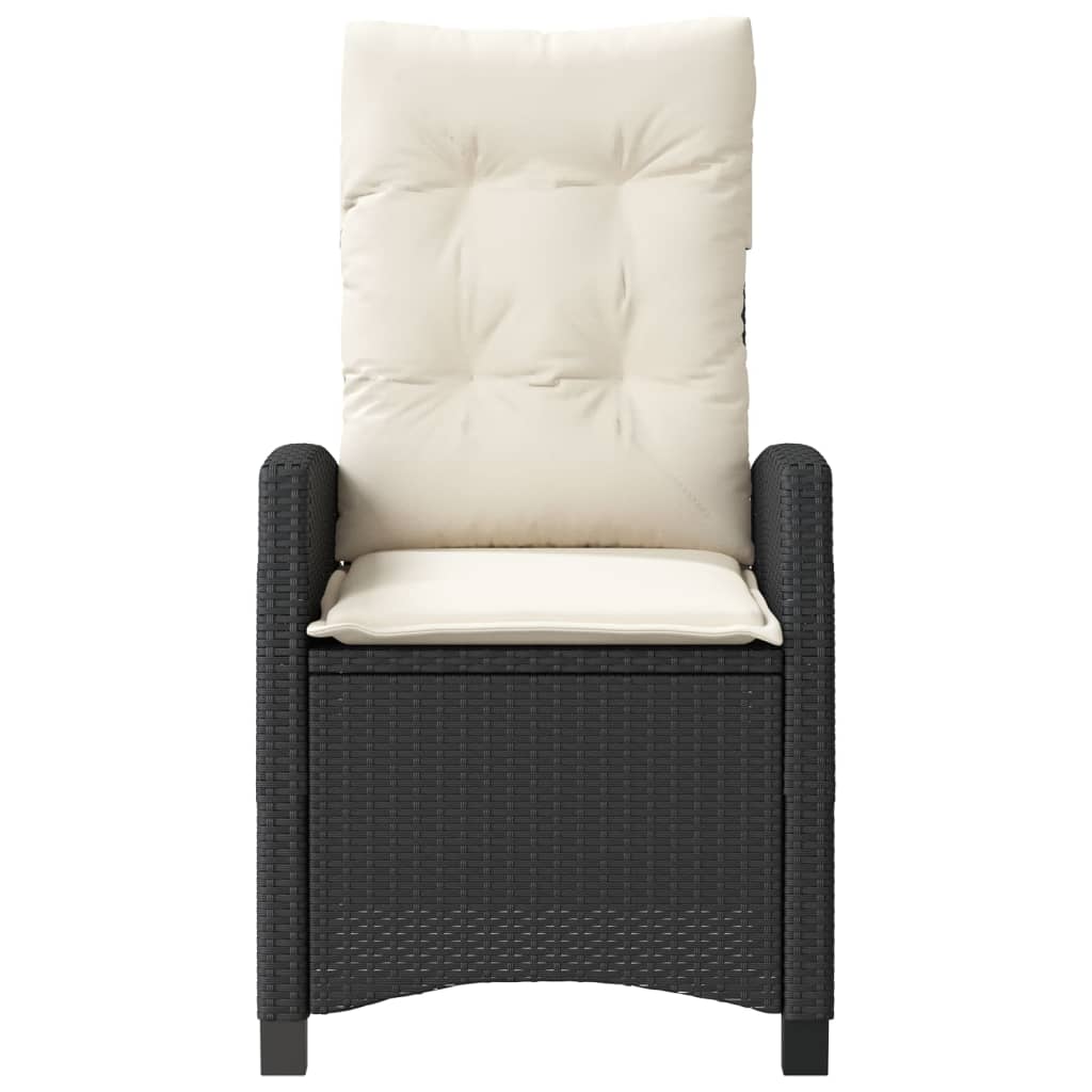 vidaXL Fauteuil de jardin réglable avec coussin noir résine tressée