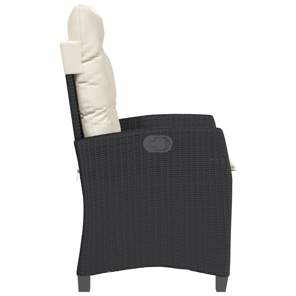 vidaXL Fauteuil de jardin réglable avec coussin noir résine tressée