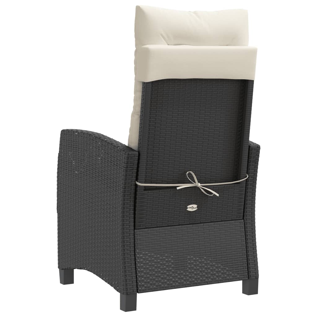 vidaXL Fauteuil de jardin réglable avec coussin noir résine tressée