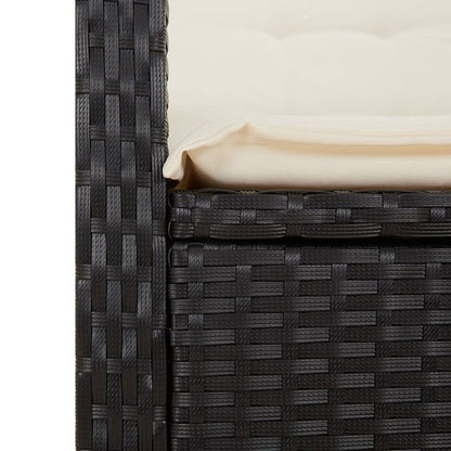 vidaXL Fauteuil de jardin réglable avec coussin noir résine tressée