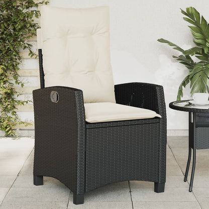 vidaXL Fauteuil de jardin réglable avec coussin noir résine tressée