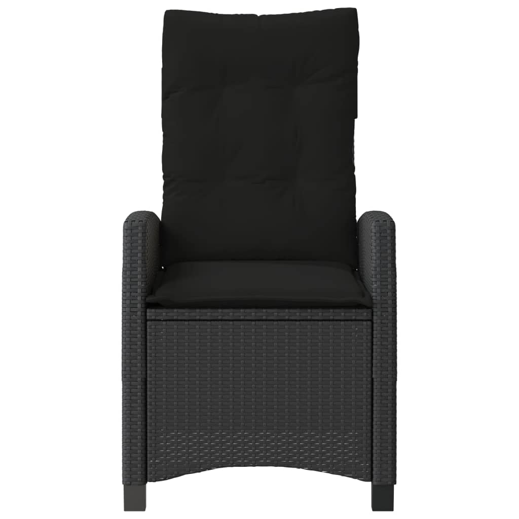 vidaXL Fauteuil de jardin réglable avec coussin noir résine tressée