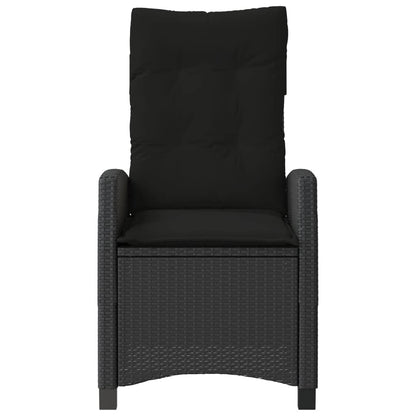vidaXL Fauteuil de jardin réglable avec coussin noir résine tressée