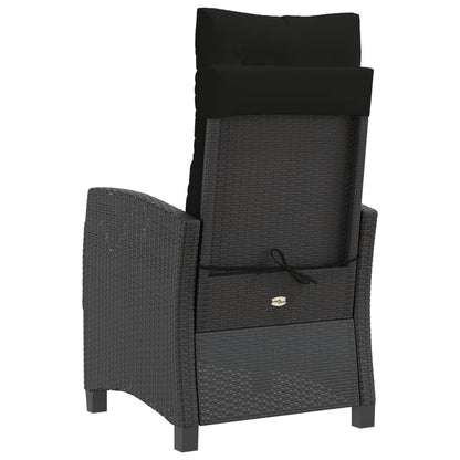 vidaXL Fauteuil de jardin réglable avec coussin noir résine tressée