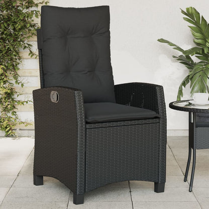 vidaXL Fauteuil de jardin réglable avec coussin noir résine tressée