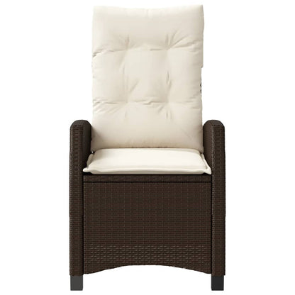 vidaXL Gartensessel Verstellbar mit Kissen Braun Poly Rattan