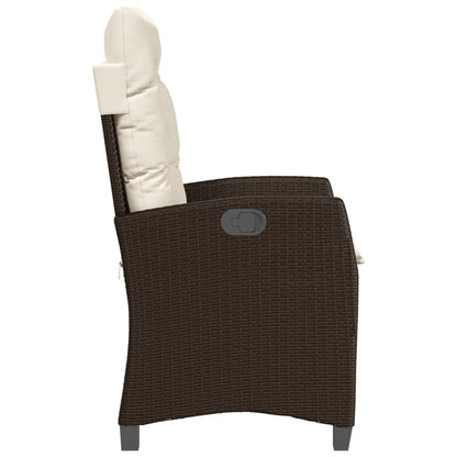 vidaXL Gartensessel Verstellbar mit Kissen Braun Poly Rattan