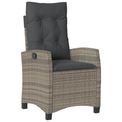 vidaXL Fauteuil de jardin réglable avec coussin gris en résine tressée
