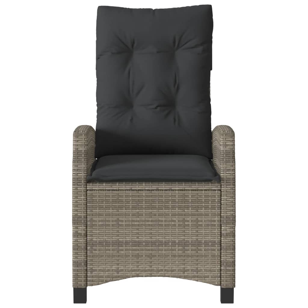 vidaXL Fauteuil de jardin réglable avec coussin gris en résine tressée