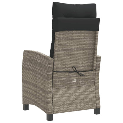 vidaXL Fauteuil de jardin réglable avec coussin gris en résine tressée