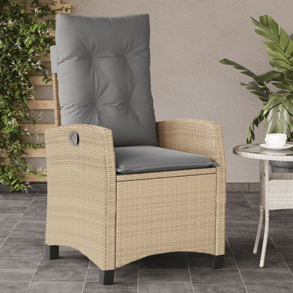 vidaXL Gartensessel mit Kissen Verstellbar Beigemischung Poly Rattan