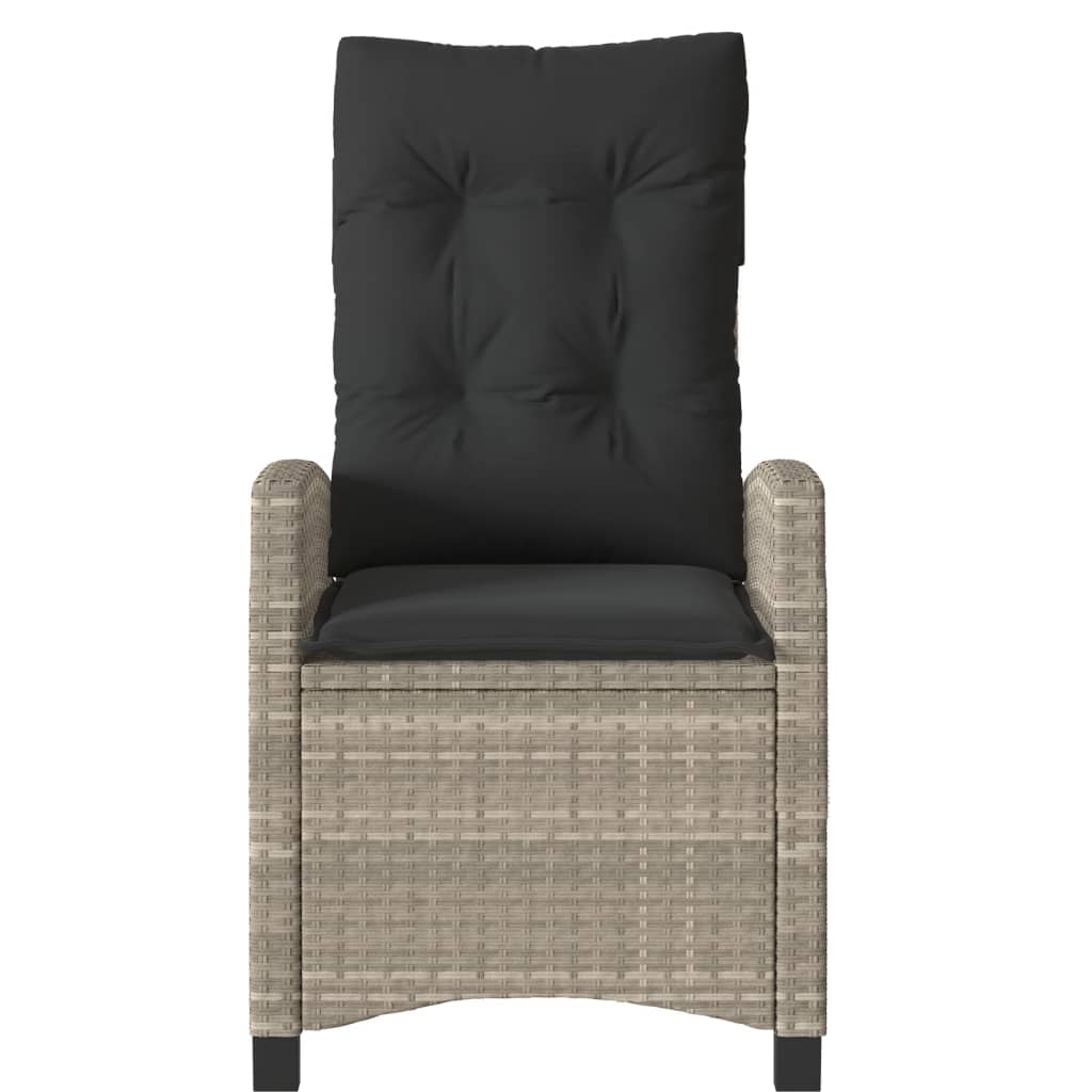 vidaXL Fauteuil de jardin réglable avec coussins en résine tressée gris clair