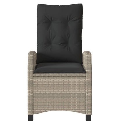 vidaXL Fauteuil de jardin réglable avec coussins en résine tressée gris clair