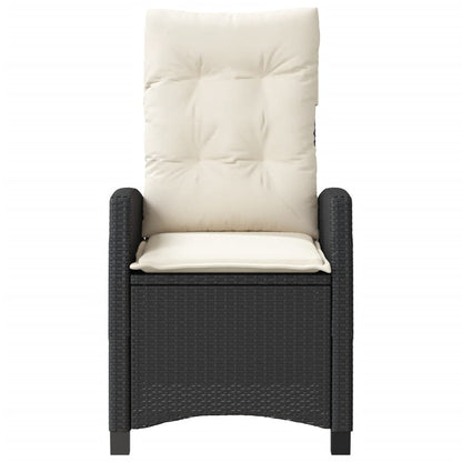 vidaXL Gartensessel mit Kissen 2 Stk. Verstellbar Schwarz Poly Rattan