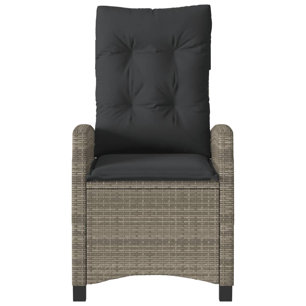 vidaXL Gartensessel mit Kissen 2 Stk. Verstellbar Grau Poly Rattan