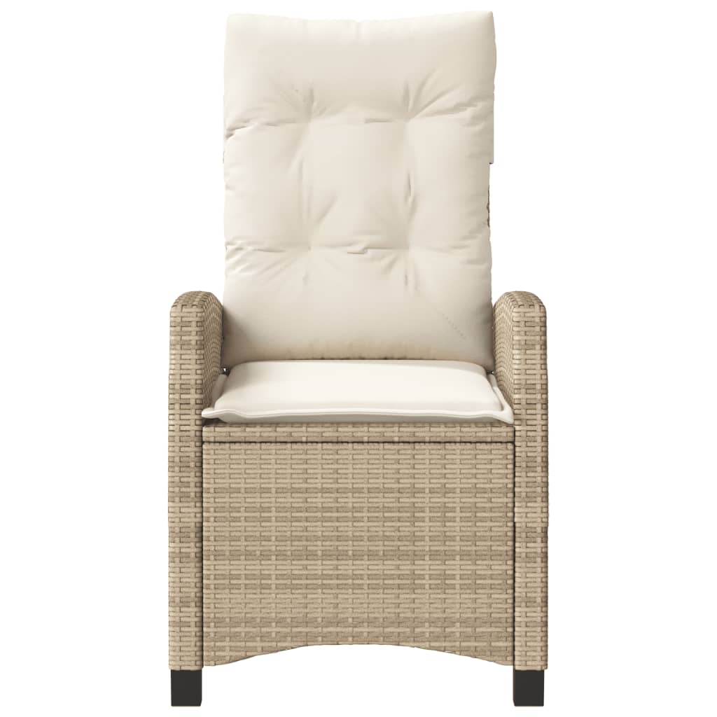 vidaXL Gartensessel mit Kissen 2 Stk. Verstellbar Beige Poly Rattan