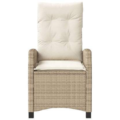 vidaXL Gartensessel mit Kissen 2 Stk. Verstellbar Beige Poly Rattan
