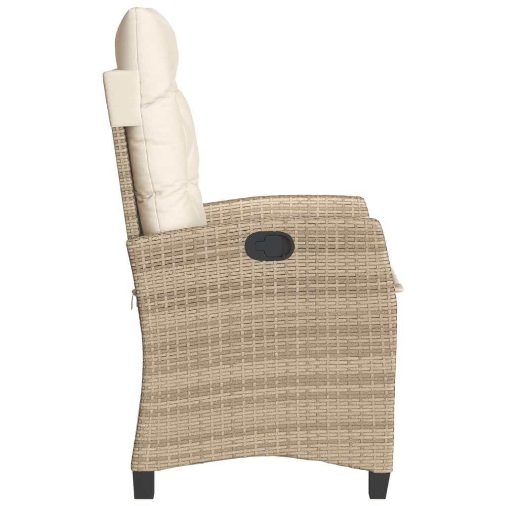 vidaXL Gartensessel mit Kissen 2 Stk. Verstellbar Beige Poly Rattan