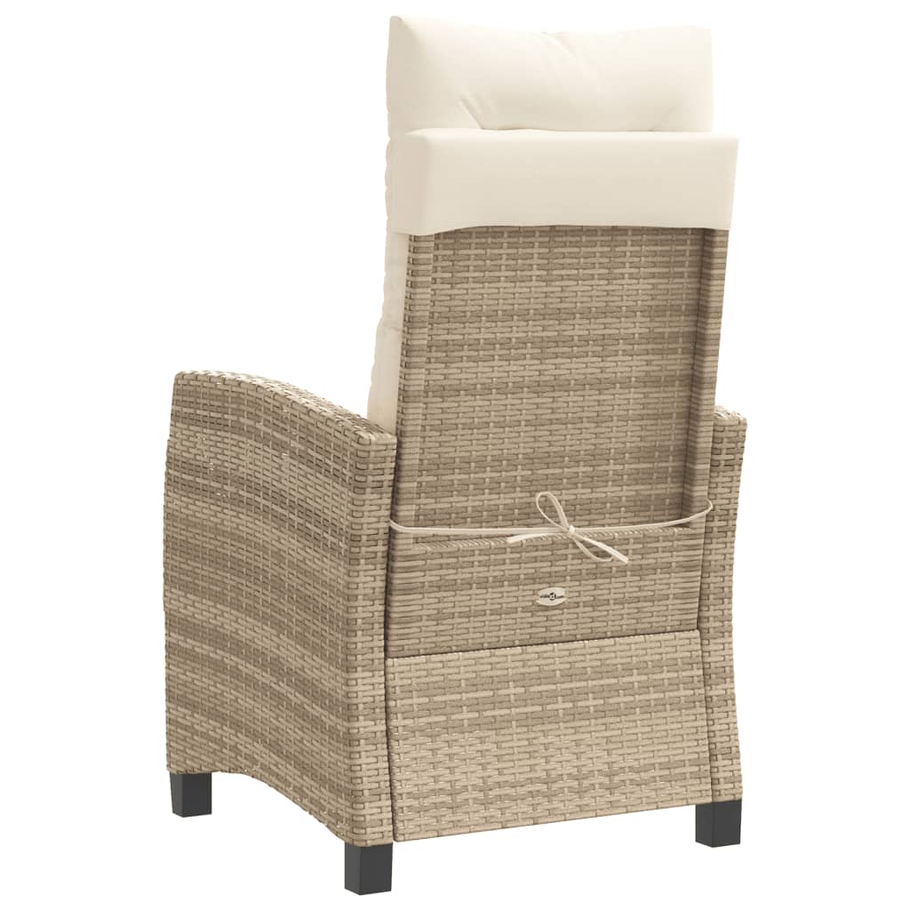 vidaXL Gartensessel mit Kissen 2 Stk. Verstellbar Beige Poly Rattan