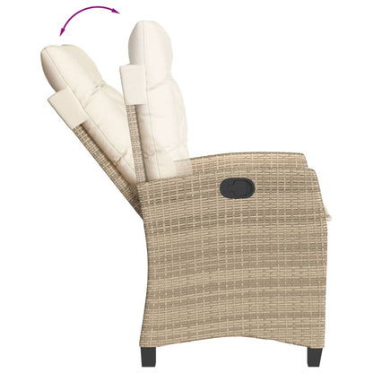 vidaXL Gartensessel mit Kissen 2 Stk. Verstellbar Beige Poly Rattan