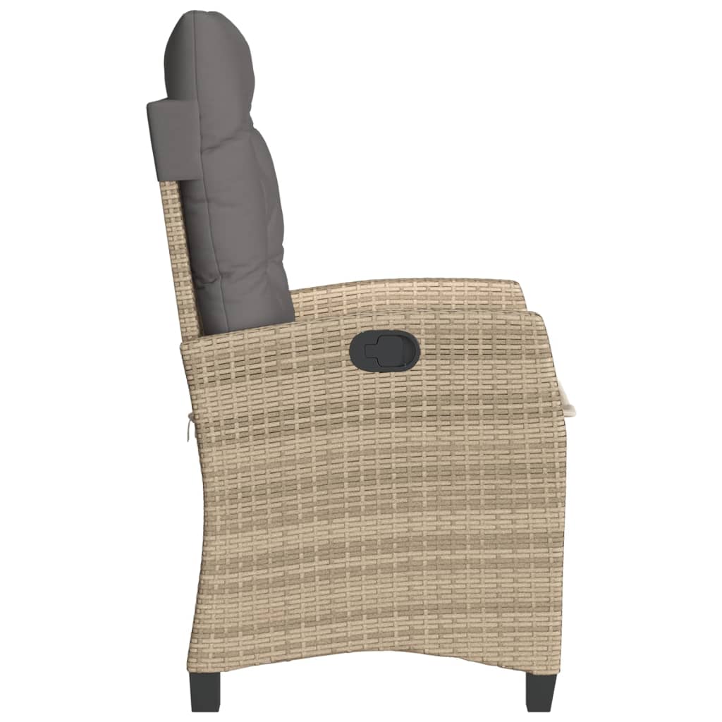 vidaXL Gartensessel Kissen 2Stk. Verstellbar Beigemischung Poly Rattan