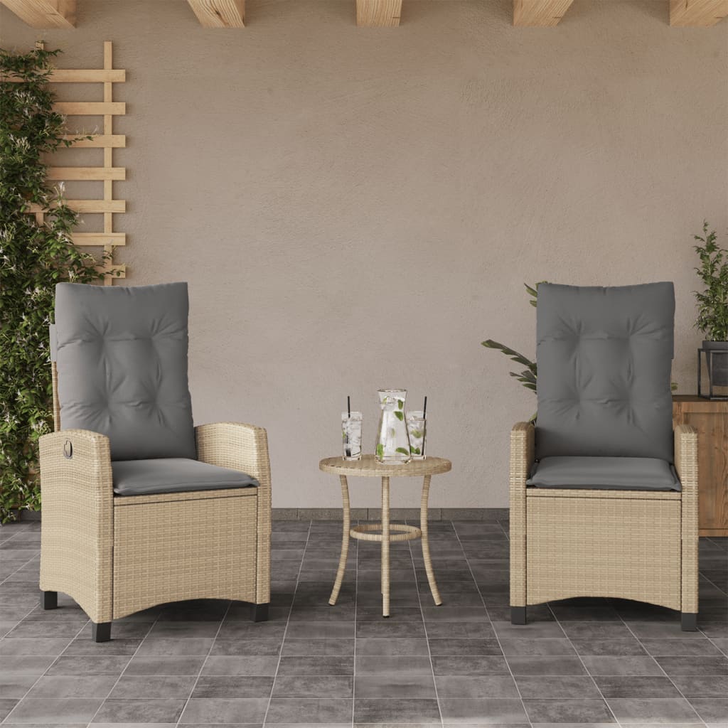 vidaXL Gartensessel Kissen 2Stk. Verstellbar Beigemischung Poly Rattan