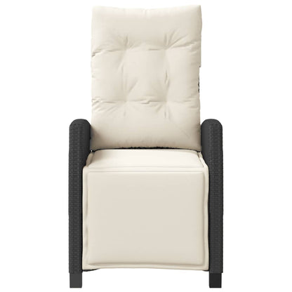 vidaXL Fauteuil de jardin avec repose-pieds Réglable Résine tressée Noir