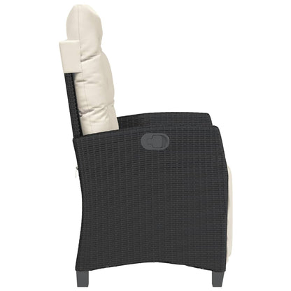vidaXL Fauteuil de jardin avec repose-pieds Réglable Résine tressée Noir