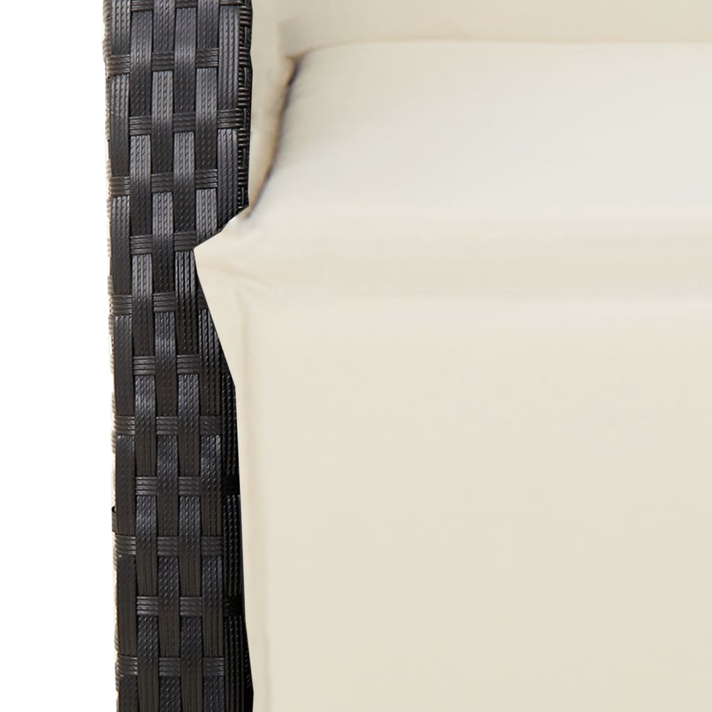 vidaXL Fauteuil de jardin avec repose-pieds Réglable Résine tressée Noir