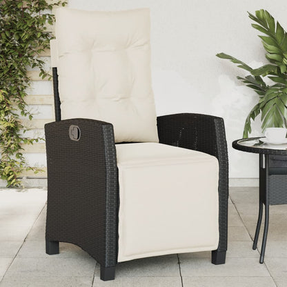 vidaXL Fauteuil de jardin avec repose-pieds Réglable Résine tressée Noir