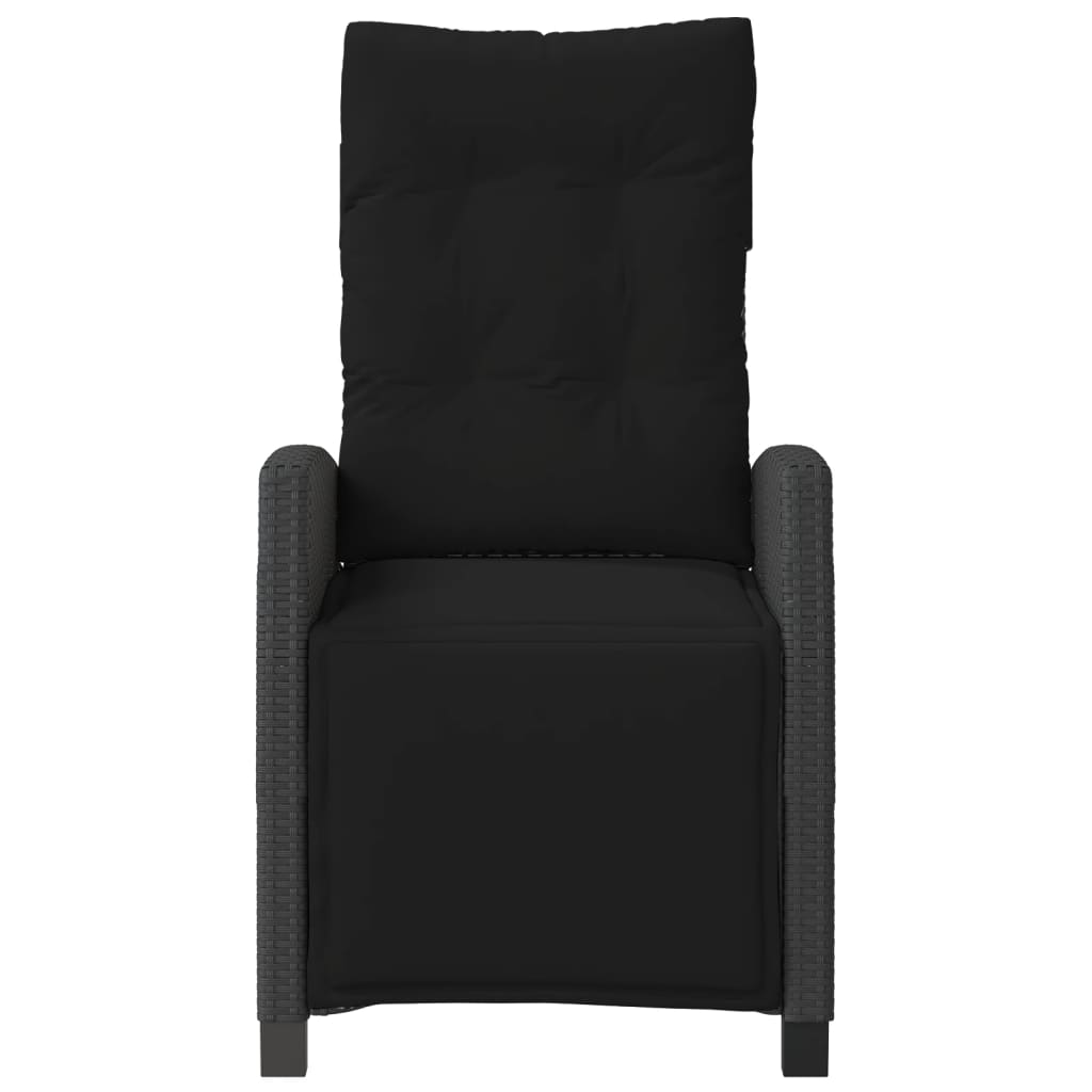 vidaXL Gartensessel mit Fußteil Verstellbar Schwarz Poly Rattan