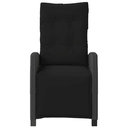 vidaXL Gartensessel mit Fußteil Verstellbar Schwarz Poly Rattan
