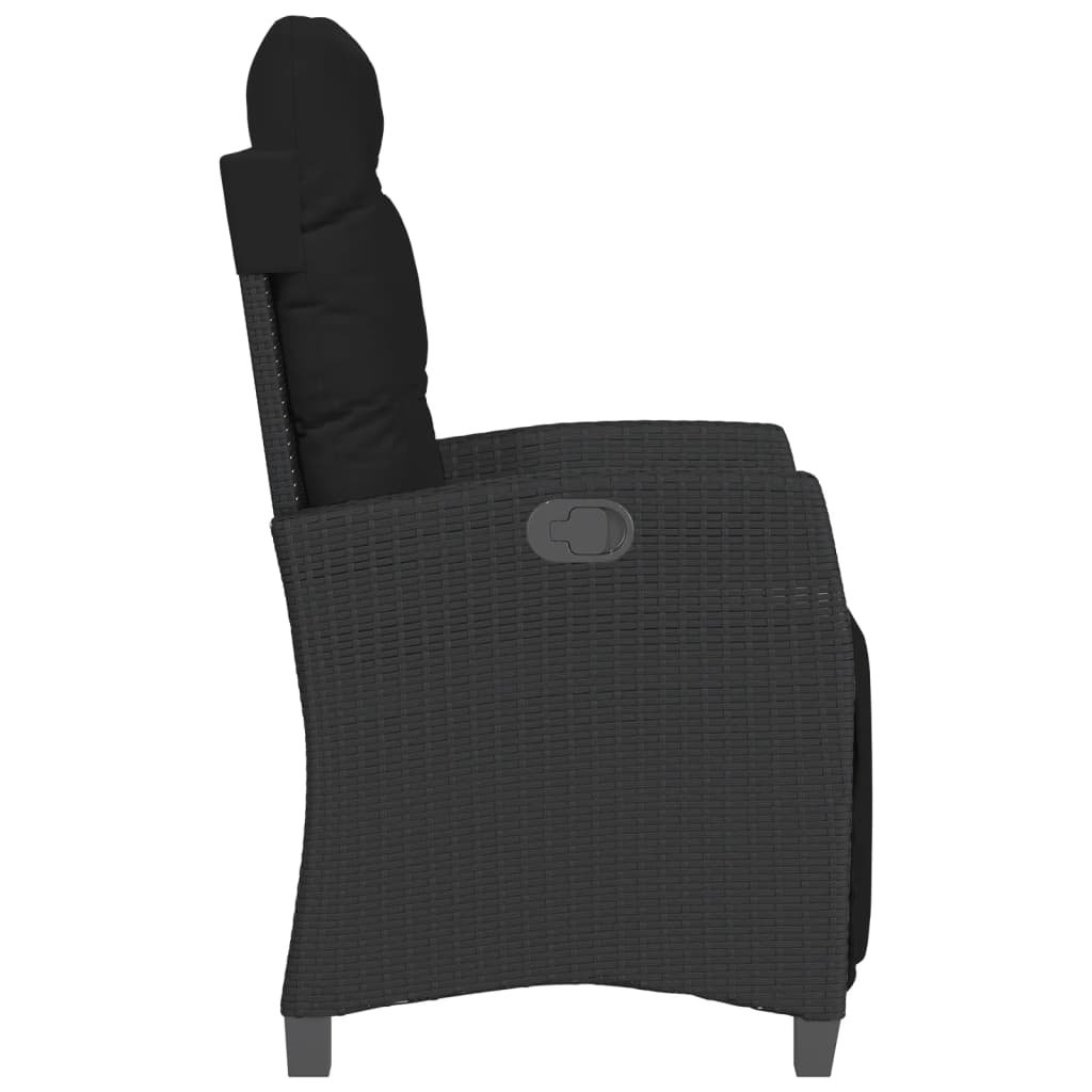 vidaXL Gartensessel mit Fußteil Verstellbar Schwarz Poly Rattan