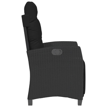 vidaXL Gartensessel mit Fußteil Verstellbar Schwarz Poly Rattan