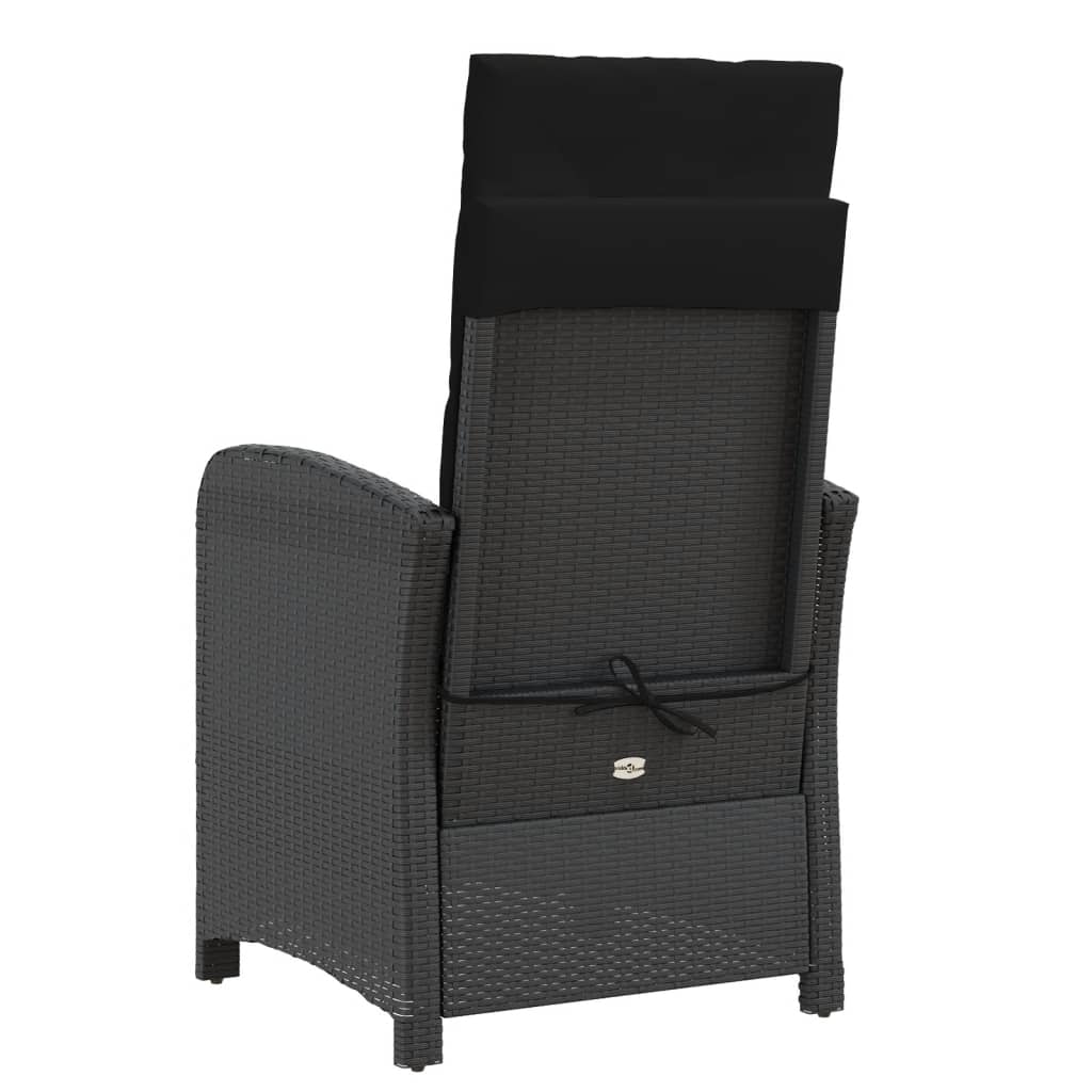 vidaXL Gartensessel mit Fußteil Verstellbar Schwarz Poly Rattan