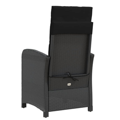 vidaXL Gartensessel mit Fußteil Verstellbar Schwarz Poly Rattan