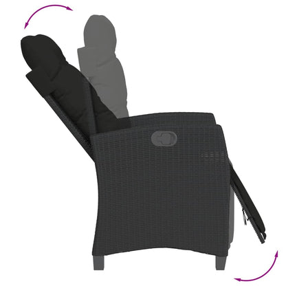 vidaXL Gartensessel mit Fußteil Verstellbar Schwarz Poly Rattan