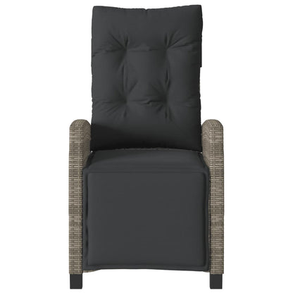 vidaXL Gartensessel mit Fußteil Verstellbar Grau Poly Rattan