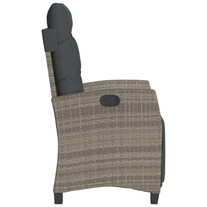 vidaXL Gartensessel mit Fußteil Verstellbar Grau Poly Rattan