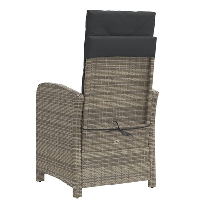 vidaXL Gartensessel mit Fußteil Verstellbar Grau Poly Rattan