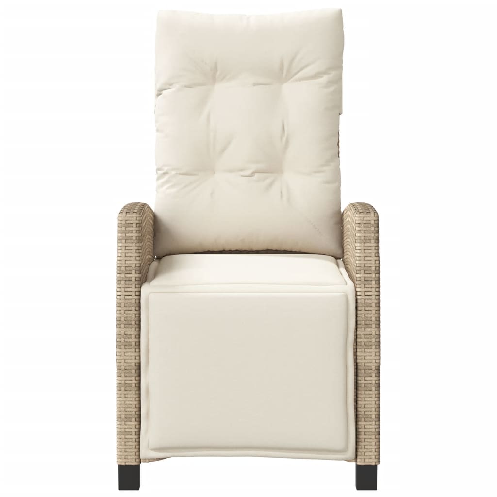 vidaXL Gartensessel mit Fußteil Verstellbar Beige Poly Rattan