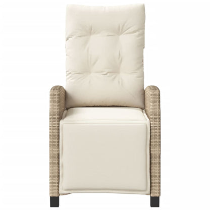 vidaXL Gartensessel mit Fußteil Verstellbar Beige Poly Rattan