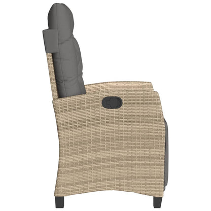 vidaXL Gartensessel mit Fußteil Verstellbar Beigemischung Poly Rattan