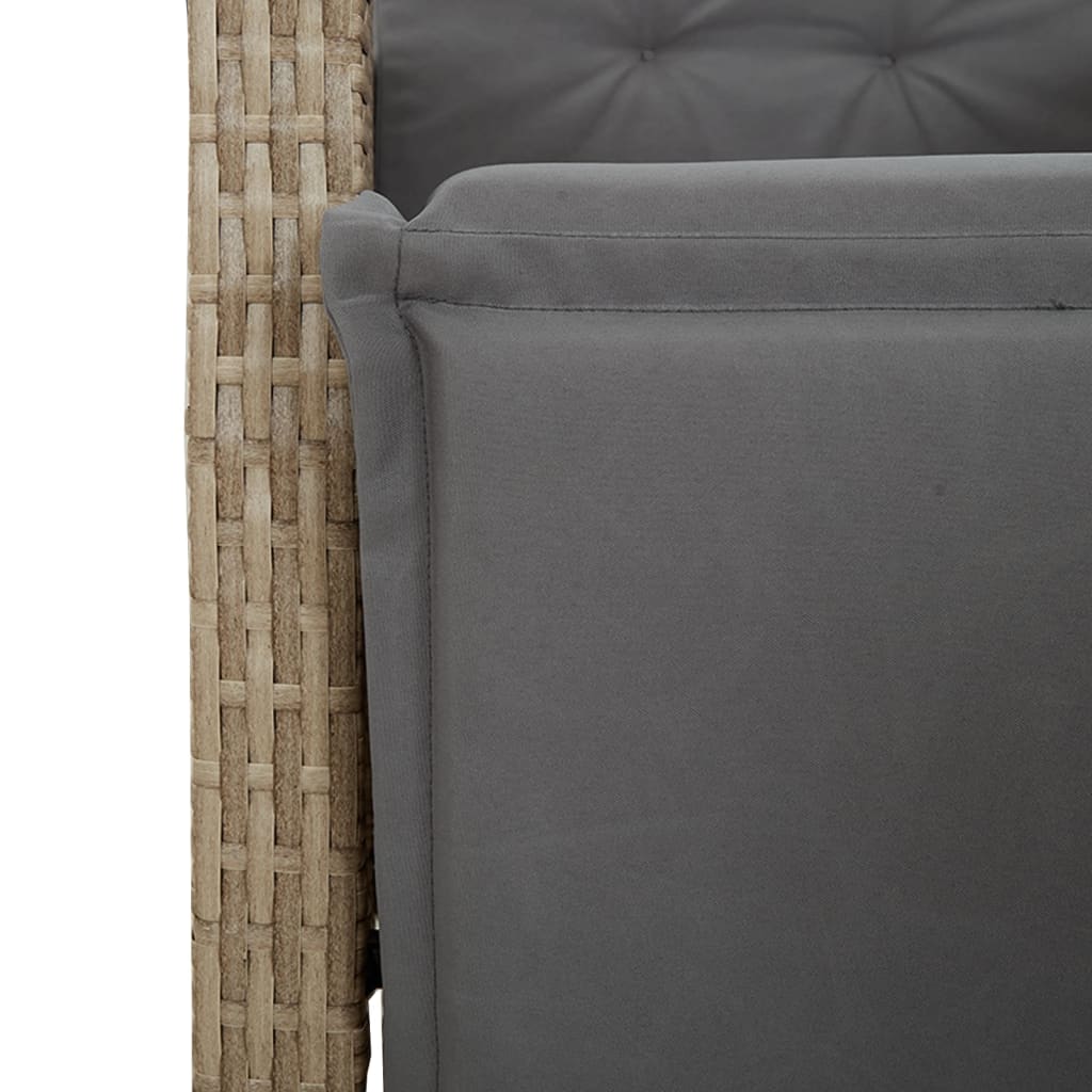 vidaXL Gartensessel mit Fußteil Verstellbar Beigemischung Poly Rattan
