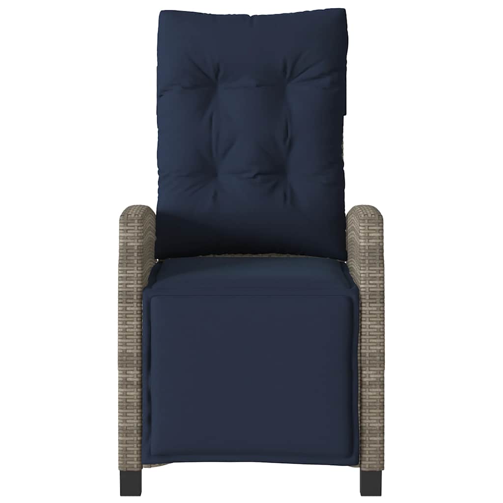 vidaXL Gartensessel mit Fußteil Verstellbar Grau Poly Rattan