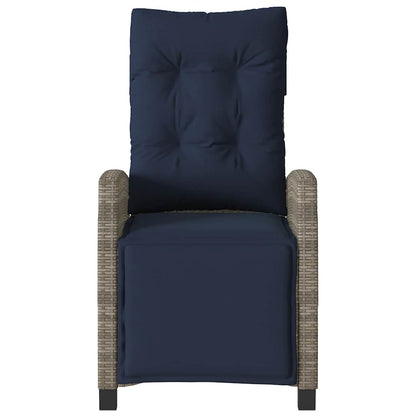 vidaXL Gartensessel mit Fußteil Verstellbar Grau Poly Rattan