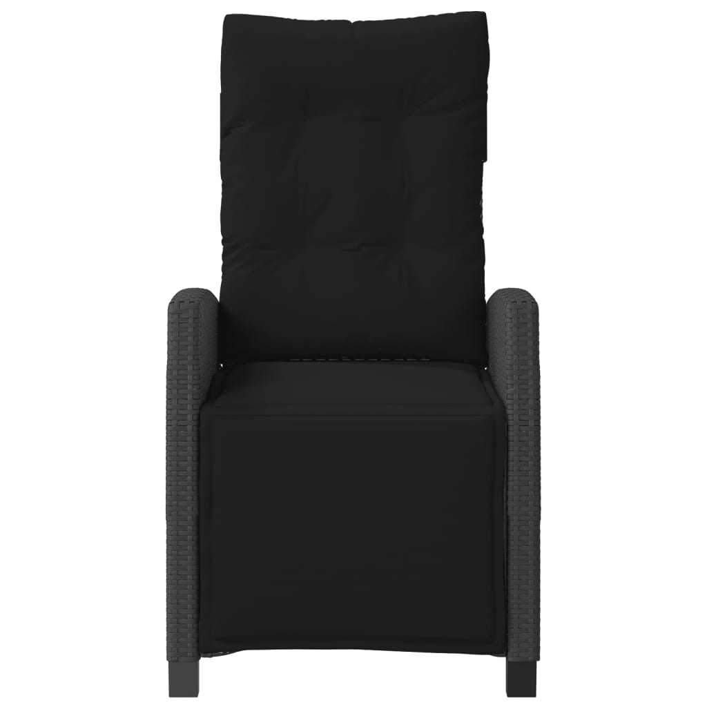 vidaXL Gartensessel mit Fußteil 2 Stk. Verstellbar Schwarz Poly Rattan